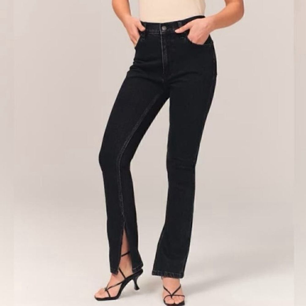 Abercrombie and fitch the skinny high rise Jean black split hem